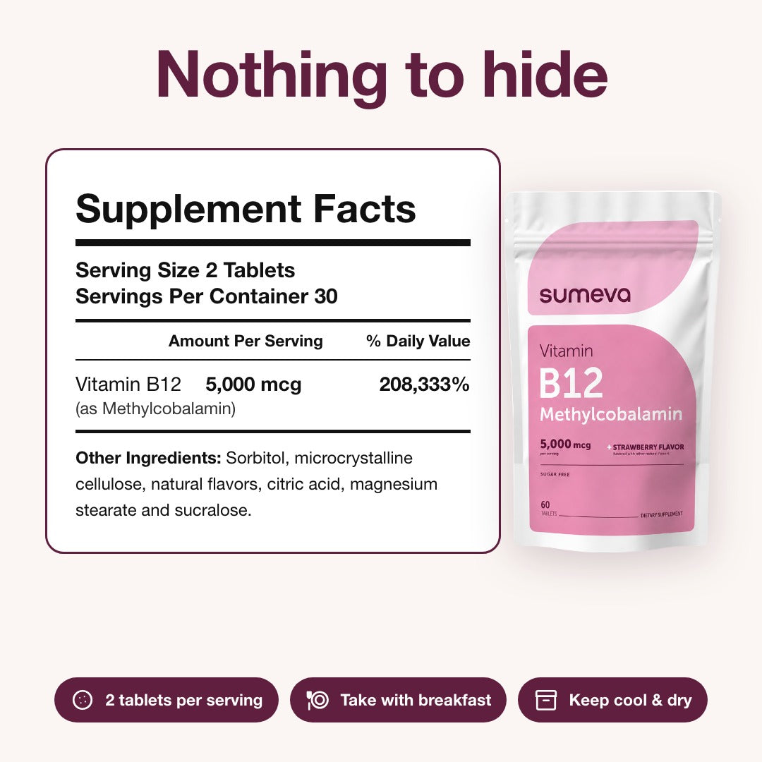Sumeva Chewable B12 5000mcg with Active Methyl B12