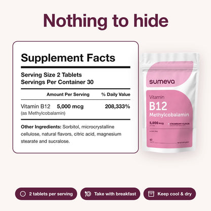 Sumeva Chewable B12 5000mcg with Active Methyl B12